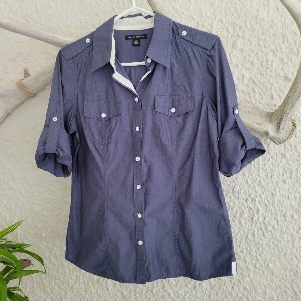100% Cotton shirt - Blue with white buttons